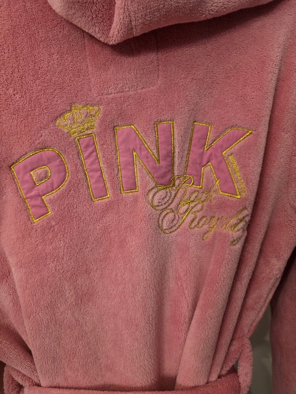 Rare Victoria's Secret PINK Rock Royalty pink plush robe XS/S